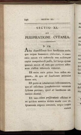 Sectio XI. De Perspiratione Cutanea