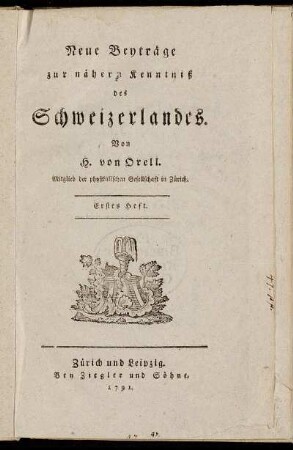 6: Beyträge zur nähern Kenntniß des Schweizerlandes