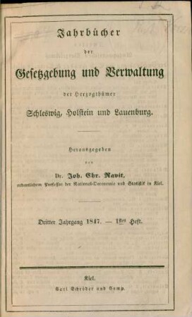 Dritter Jahrgang 1847. 1stes - 3tes Heft