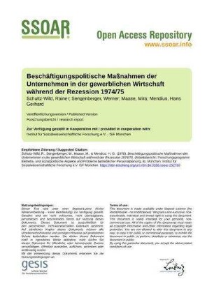 Beschäftigungspolitische Maßnahmen der Unternehmen in der gewerblichen Wirtschaft während der Rezession 1974/75