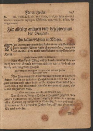 Für allerley anligen und beschwernus des Magens.