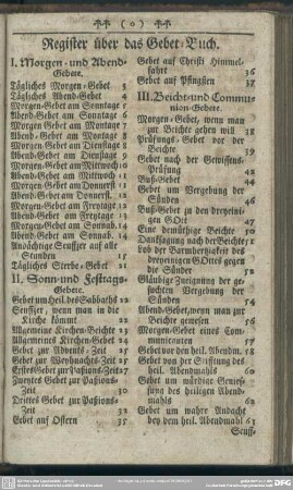 Register über das Gebet-Buch