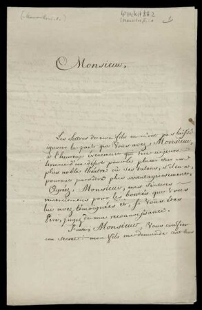 Brief von Eleazar de Mauvillon an Rudolf Erich Raspe