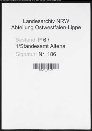 Sterberegister Standesamt Altena