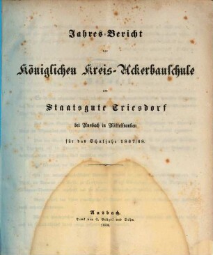 Jahresbericht. 1867/68