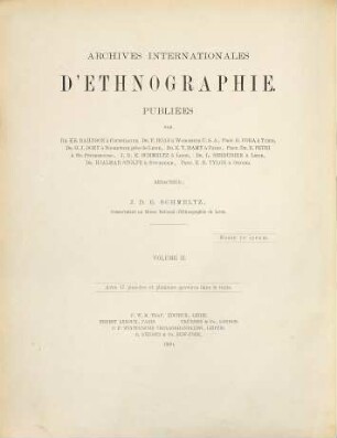 Internationales Archiv für Ethnographie : = Archives internationales d'éthnographie. 2. 1889