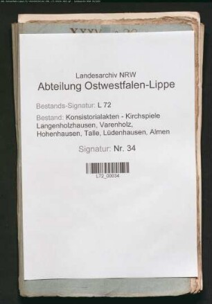 Gründung [Fundation] und Bau der neuen Kirche zu Varenholz