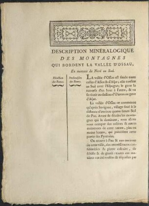 Description Minéralogique Des Montagnes Qui Bordent La Vallée D'Ossau, ...