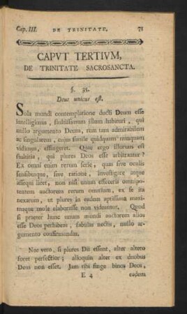 Caput Tertium, De Trinitate Sacrosancta.