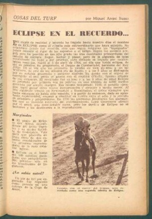 Eclipse en el recuerdo ... : Cosas del turf