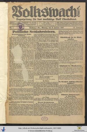17. Jg. (Januar bis Juni): Volkswacht: Tageszeitung für das werktätige Volk Oberbadens