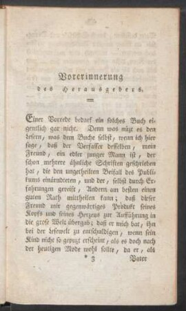 Vorerinnerung des Herausgebers