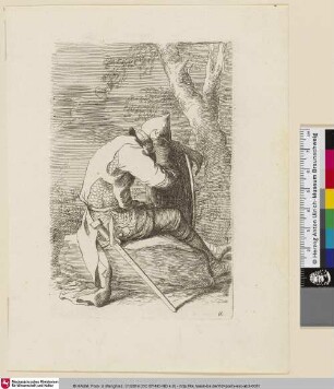 Salvator Rosa Invenit [Rückenansicht eines sitzenden Kriegers]