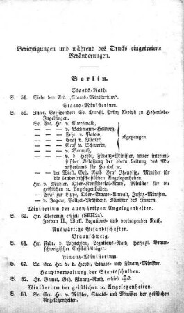 Berichtigungen und während des Drucks eingetretene Veränderungen