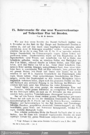 Bohrversuche für eine neue Wasserwerksanlage auf Tolkewitzer Flur bei Dresden