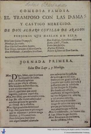 Comedia famosa, el tramposo con las damas y castigo merecido