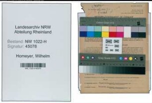 Entnazifizierung Wilhelm Von Homeyer , geb. 24.10.1888 (Kaufmann)