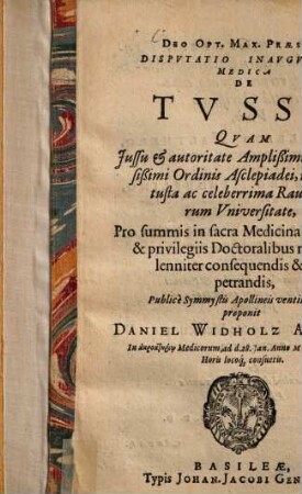 Disputatio inauguralis medica de tussi