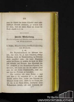 Zweite Abtheilung. Von der allgemeinen Kultur und Bearbeitung des Küchengartens.