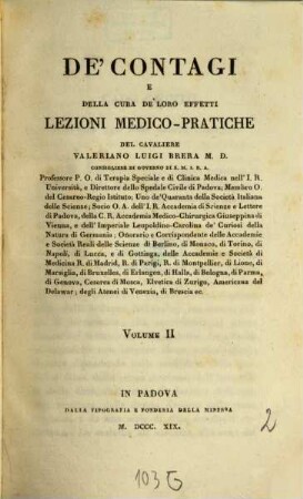 De'Contagi e della cura de'loro effetti : Lezioni medico-pratiche. 2