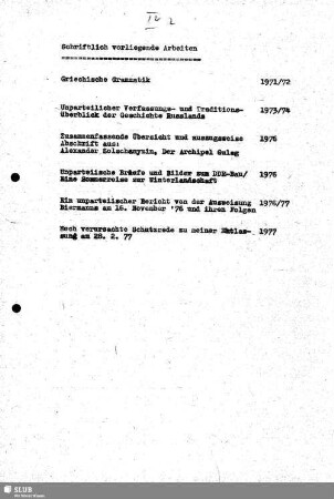 IV.2. Schriftlich vorliegende Arbeiten