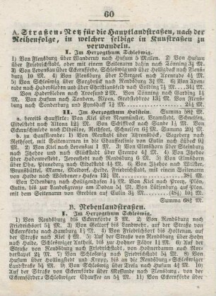 A. Straßen-Netz für die Hauptlandstraßen