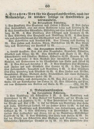 A. Straßen-Netz für die Hauptlandstraßen
