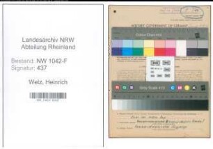 Entnazifizierung Heinrich Welz , geb. 09.11.1906 (Zollbeamter)