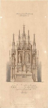 Hoffmann, Lorenz; Königsbrunn; Neue kath. Kirche - Grundriss, Ansicht