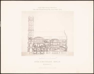 Hervorragende Projekte für den Hamburger Rathausbau 1876: Querschnitt