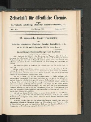 Heft XX. 30. Oktober 1908. XIV. Jahrgang.