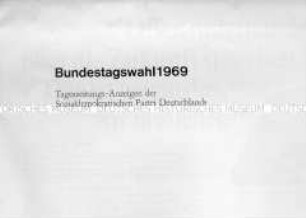 Sonderdruck der SPD mit einer Sammlung von Tageszeitungs-Anzeigen zur Bundestagswahl 1969