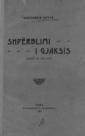 Shpërblimi i gjaksis : dramë në tre akte