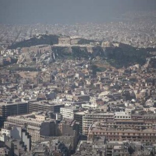 Athen, Akropolis, Lykabettos-Blick auf Akropolis und Plaka