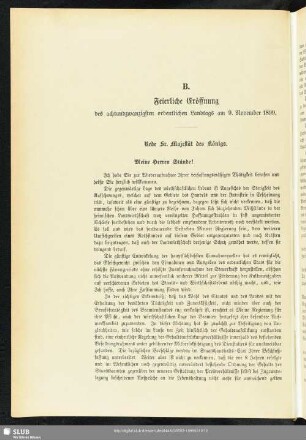 B. Feierliche Eröffnung des achtundzwanzigsten ordentlichen Landtags am 9. November 1899