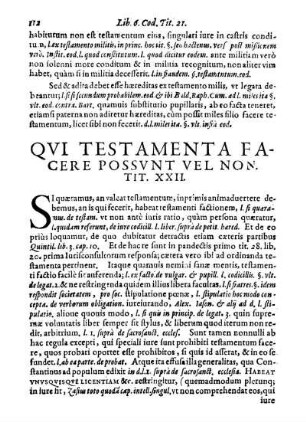 Qvi Testamenta Facere Possvnt Vel Non. Tit. XXII.