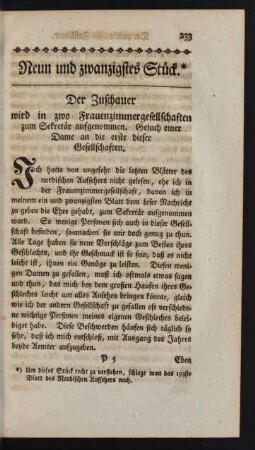Neun und zwanzigstes Stück