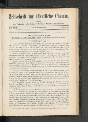 Heft XXII. 30. November 1900.