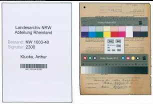 Entnazifizierung Arthur Klucke , geb. 04.12.1901 (Kaufmann)