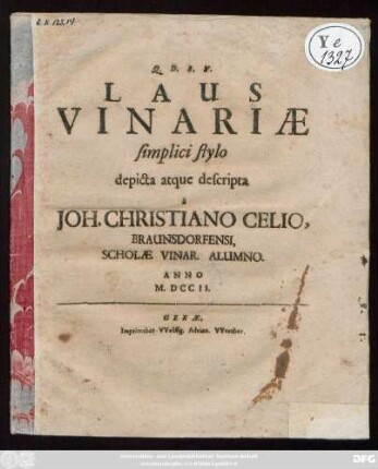 Laus Vinariæ : simplici stylo