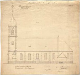 Buchmann, A.; Dürrenbach; Kath. Kirche, Neubau - Rechte Seitenfassade (Ansicht)