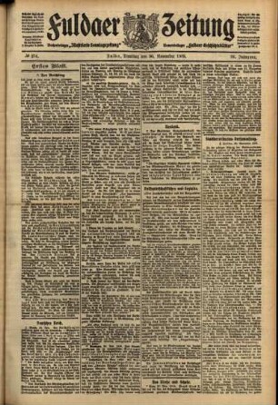 Erste Ausgabe vom Dienstag, den 30. November 1909.