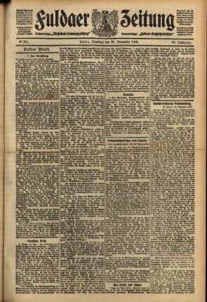 Erste Ausgabe vom Dienstag, den 30. November 1909.