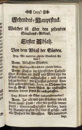 Erster Absatz. Von dem Ablaß der Sünden
