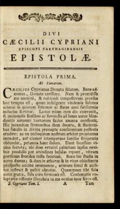 Divi Caecilii Cypriani Episcopi Carthaginensis Epistolae