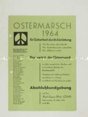 Propagandaflugblatt von der "Kampagne für Abrüstung" zum Ostermarsch gegen Atomwaffen