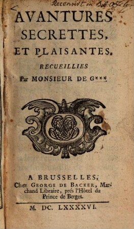 Avantures secrettes, et plaisantes