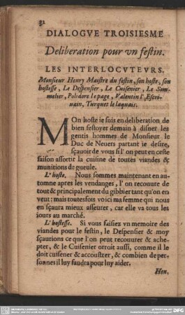 Dialogue Troisiesme Deliberation pour un festin