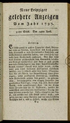 30tes Stück. Den 14ten April.