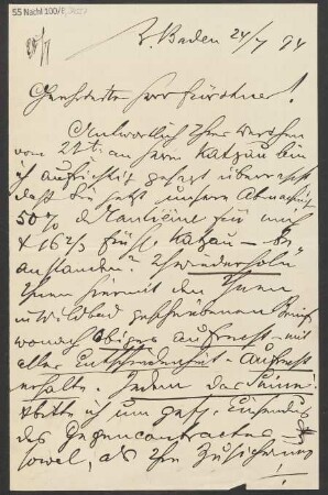 Brief an Adolph Fürstner : 24.07.1894
